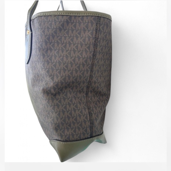 MICHAEL Michael Kors Eva Large Signature Logo Stripe Tote Shoulder Bag Brown - Picture 5 of 16